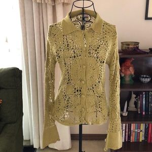 Vintage VS Moda Int’l Green Crochet Cardigan